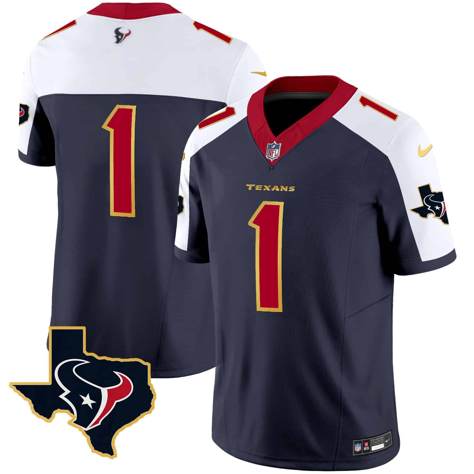Men Houston Texans #1 Diggs Dark blue Gold 2024 Nike Trim Vapor NFL Jersey->indianapolis colts->NFL Jersey